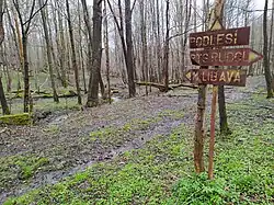 Silniční ukazatele na dolním konci Rudoltovic