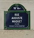 Pařížská ulice 'Rue Auguste-Maquet' (Paris 16e)
