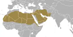 areál rozšíření lišky pouštní