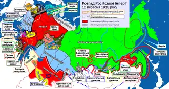 Rozpad ruského impéria v roce 1918