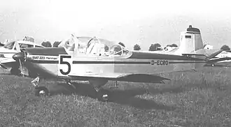 Flamingo (D-ECRO) vyrobené firmou SIAT na letišti Le Bourget, Pařížský aerosalon v červnu 1967