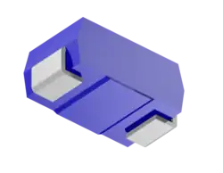 Volný pohled zespodu na pouzdro SMA (využitelný také pro pouzdra SMB a SMC).