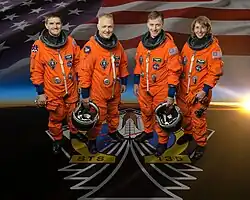 Zleva:Rex Walheim, pilot Douglas Hurley, kapitán Christopher Ferguson a Sandra Magnusová