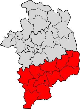 Arrondissement Saint-Amand-Montrond na mapě departementu Cher