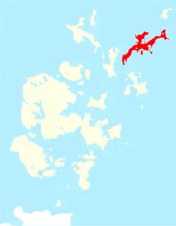 Poloha ostrova Sanday v Orknejích