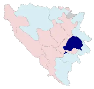 Poloha regionu na mapě Bosny a Hercegoviny