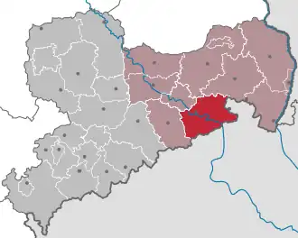 Poloha zemského okresu Saské Švýcarsko v rámci Saska