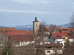 Schöfweg a tamní kostel Panny Marie Bolestné