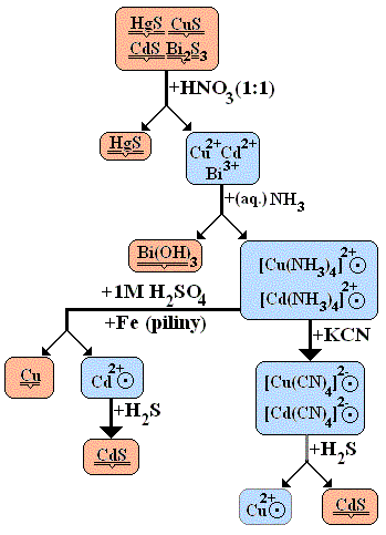 Schéma rozdělení kationtů II.a třídy