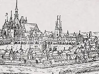 České Budějovice roku 1602 (rytina Jana Willenberga)