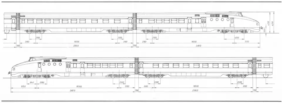 Výřez z technického výkresu motorové jednotky 175 015-1/175 016-5 Německých říšských drah