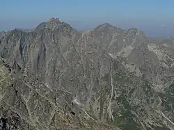 Pohled na Vysokou, sedlo Váha a Rysy z Východné Vysoké