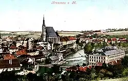 Český Krumlov s kostelem sv. Víta, sbírkový fond Okresního vlastivědného muzea Český Krumlov