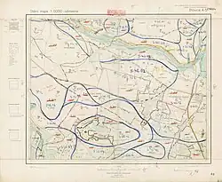 Bonitační mapa v měřítku 1 : 5 000 zobrazující místa půdních sond, půdních typů a hodnoty BPEJ.