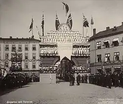 Recepce po návratu polárníka Fridtjofa Nansena do Norska po expedici Fram, 1896