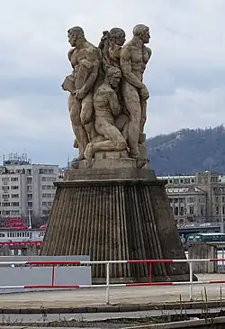 sousoší Práce a humanita, Jan Štursa, severní předmostí Hlávkova mostu, Praha