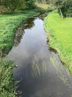 Siesartis ve městě Šakiai. Pohled po proudu směrem k západu z mostu v ul. Kęstučio g-vė (silnice č. 138)