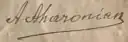 Avetis Aharonjan, podpis