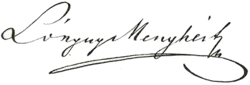 Menyhért Lónyay, podpis