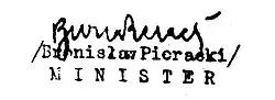 Bronisław Pieracki, podpis