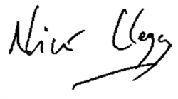 Sir Nick Clegg, podpis