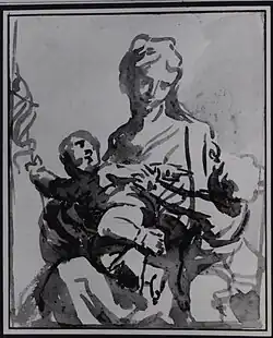 Virgin and Child, inkoust na papíře