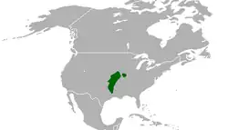 Rozšíření chřestýška malého (zeleně)