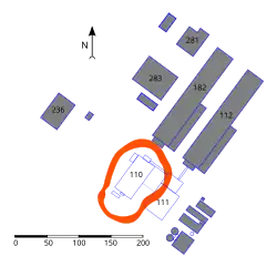 Označené místo výbuchu na mapě továrního komplexu