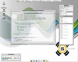 SkyOS s puštěným textový editorem a instant messangerem