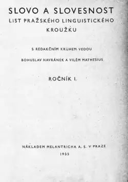 Titulní stránka prvního čísla prvního ročníku 1935