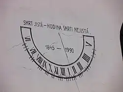 Sluneční hodiny na vnější zdi kostela sv. Havla