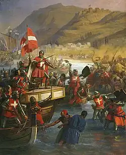 Rhodští rytíři obsazují přístav Smyrny roku 1344, Charles-Alexandre Debacq