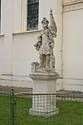 Socha svatého Floriána u kostela, Podolí.jpg