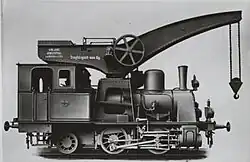 Speciální lokomotivní konstrukce s namontovaným otočným jeřábem, ø válců 350 mm, ø kol 1100 mm