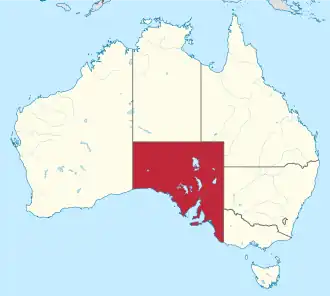 Poloha Jižní Austrálie na mapě Austrálie