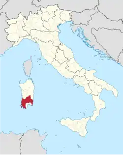 Provincie Sud Sardegna na mapě Itálie