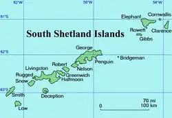Mapa Jižních Shetland