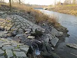 Soutok Zábřežky a Odry (v pozadí je jez Zábřeh)