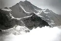 Severní stěna Jungfrau v Bernských Alpách, září 1904