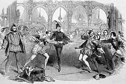 Scéna souboje z uvedení Fausta v Královské italské opeře v Covent Garden v roce 1852