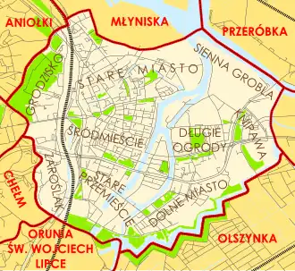 Mapa Gdaňsku (Śródmieście)
