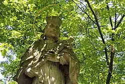 St. John of Nepomuk statue, Žleby (detail).JPG