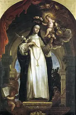 Sv. Růžena z Limy na obraze Claudia Coella (1642–1693), Museo del Prado, Madrid