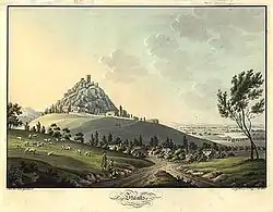 Zámek z roku 1807 pod hradem Staatz (18/19. stol.)