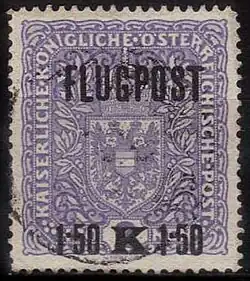 Přetisk „Flugpost“ (Letecká pošta) z roku 1918