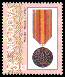 Medaile na moldavské poštovní známce z roku 1999