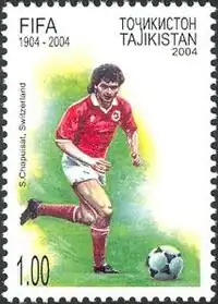 Stéphane Chapuisat na poštovní známce Tádžikistánu
