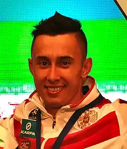 Stanislav Kokorin ve finále MS 2018 v lezení na rychlost v Innsbrucku