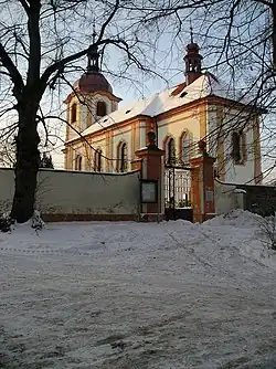 Kostel sv. Františka - pohled z návsi