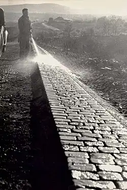 Stavební úpravy při zkracování okruhu v roce 1975.